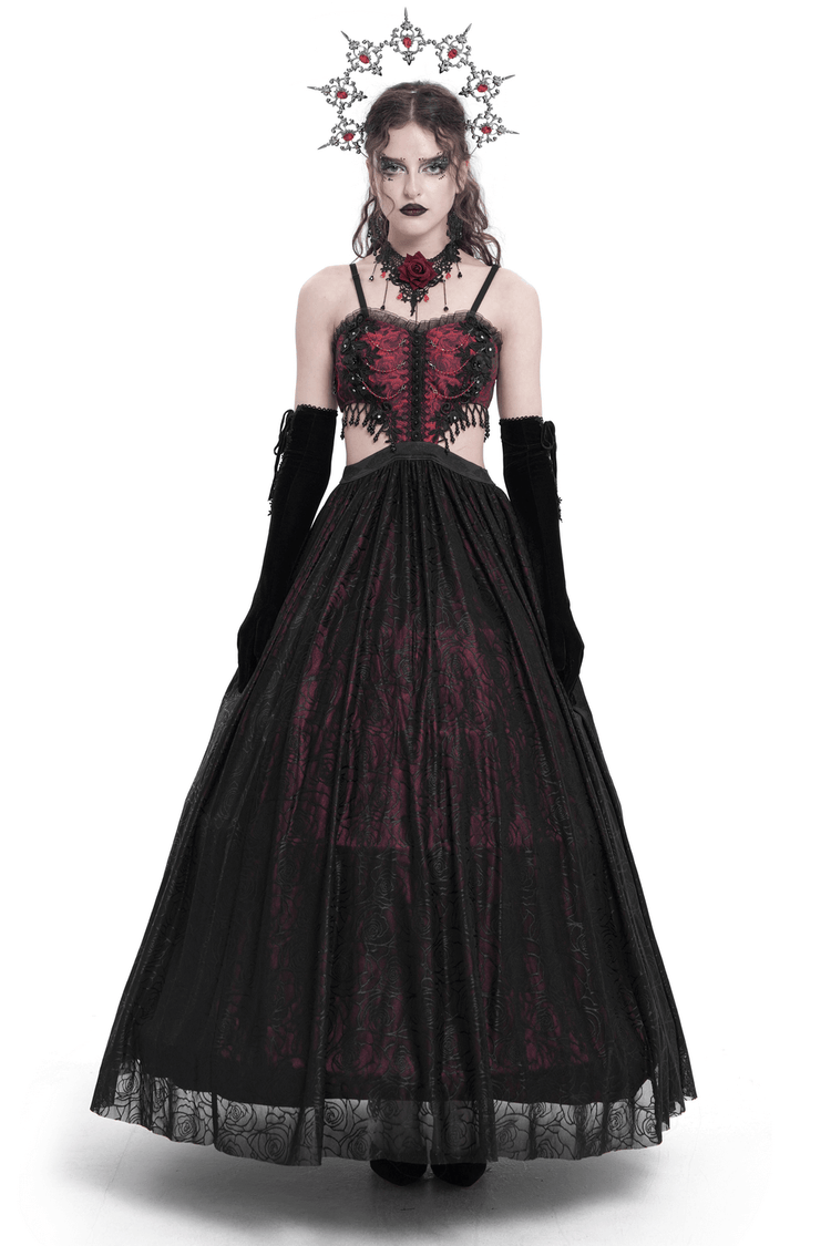 Stunning Gothic Floral Corset Dress with Lace Detailing - image 1