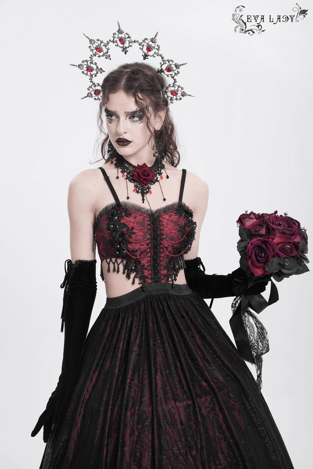Stunning Gothic Floral Corset Dress with Lace Detailing - image 14