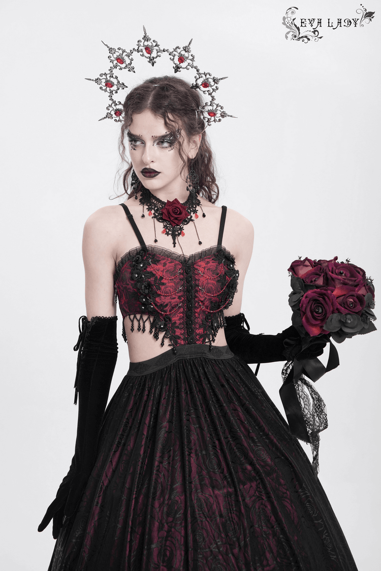 Stunning Gothic Floral Corset Dress with Lace Detailing - image 14