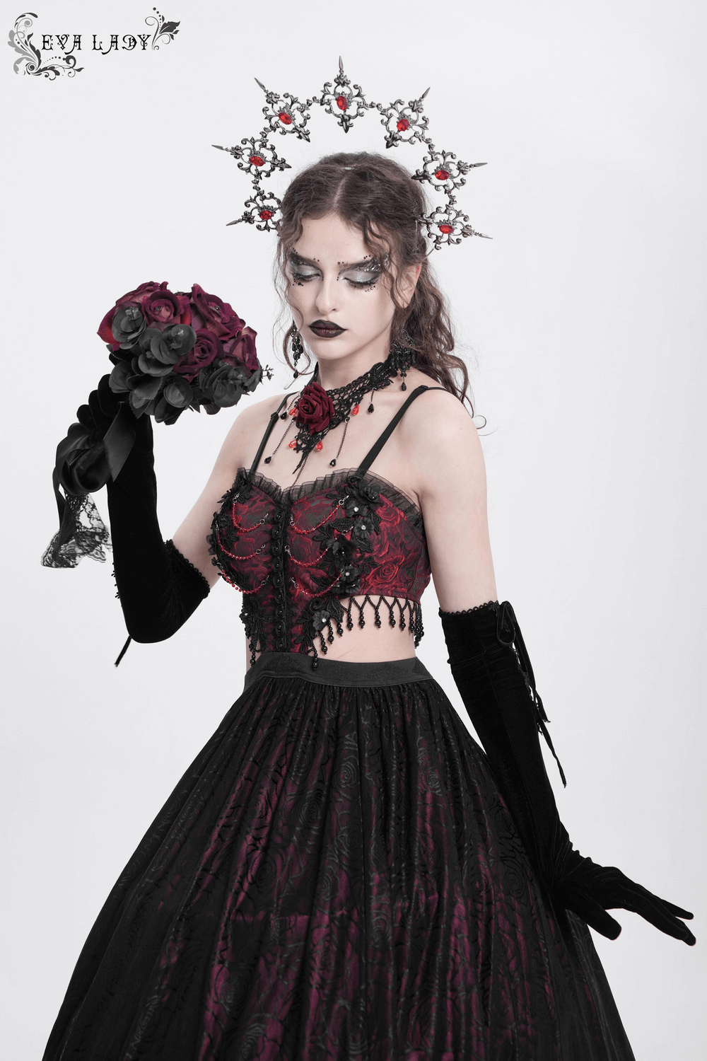 Stunning Gothic Floral Corset Dress with Lace Detailing - image 15