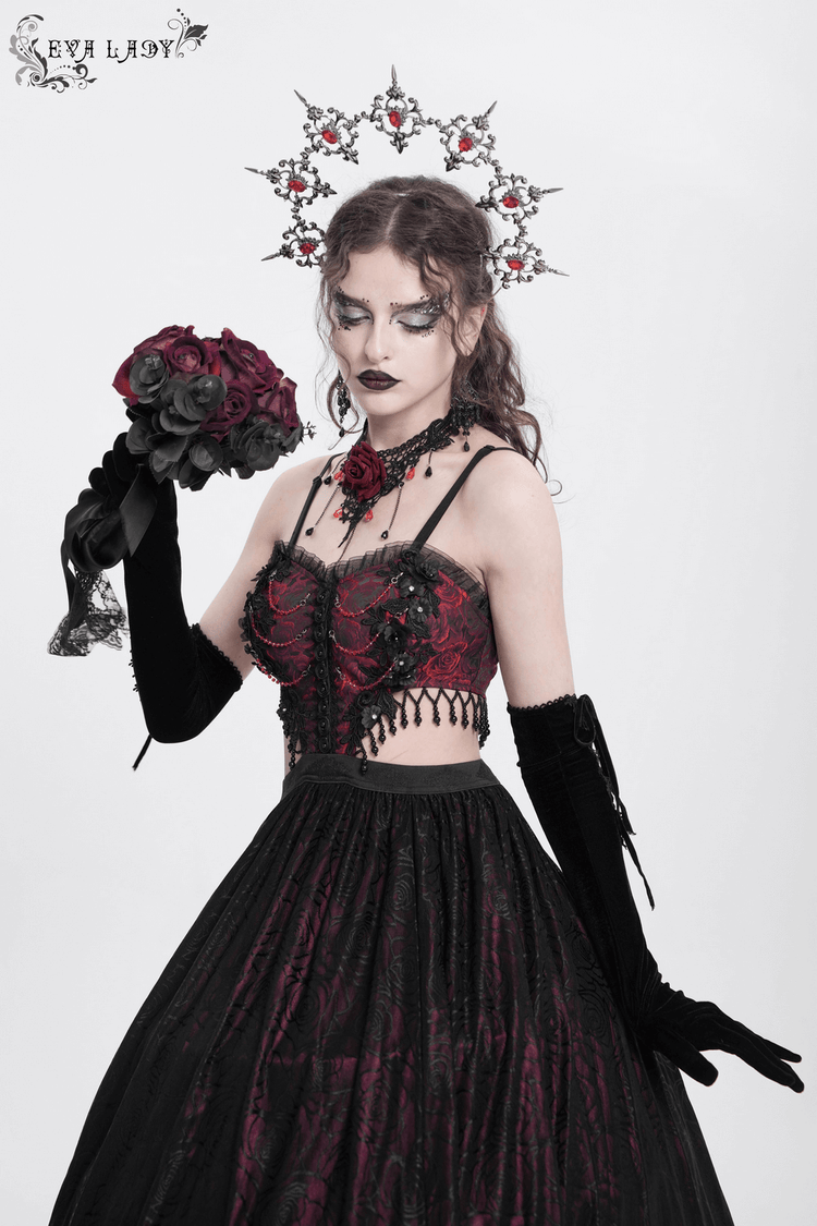 Stunning Gothic Floral Corset Dress with Lace Detailing - image 15