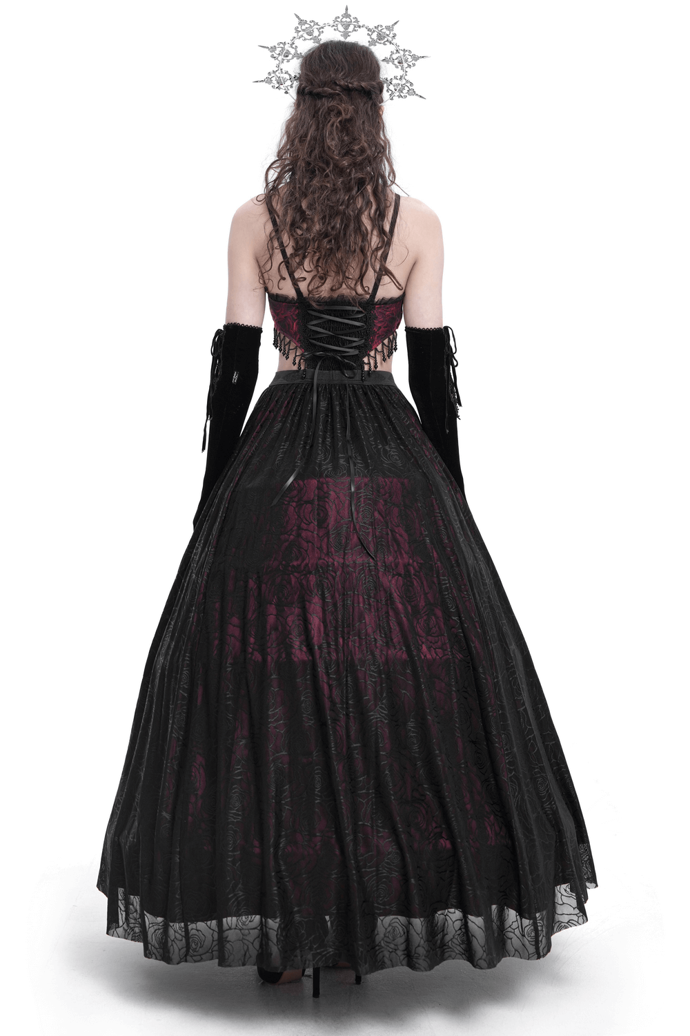 Stunning Gothic Floral Corset Dress with Lace Detailing - image 2