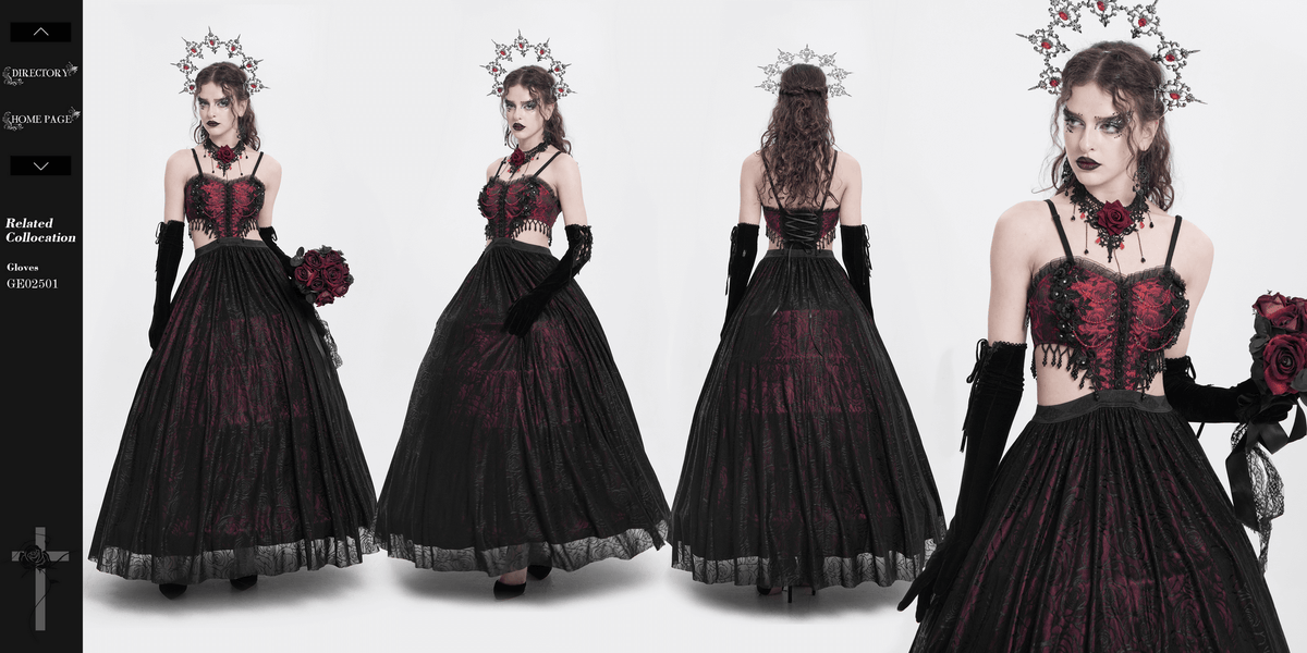 Stunning Gothic Floral Corset Dress with Lace Detailing - image 19