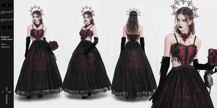 Stunning Gothic Floral Corset Dress with Lace Detailing - image 19