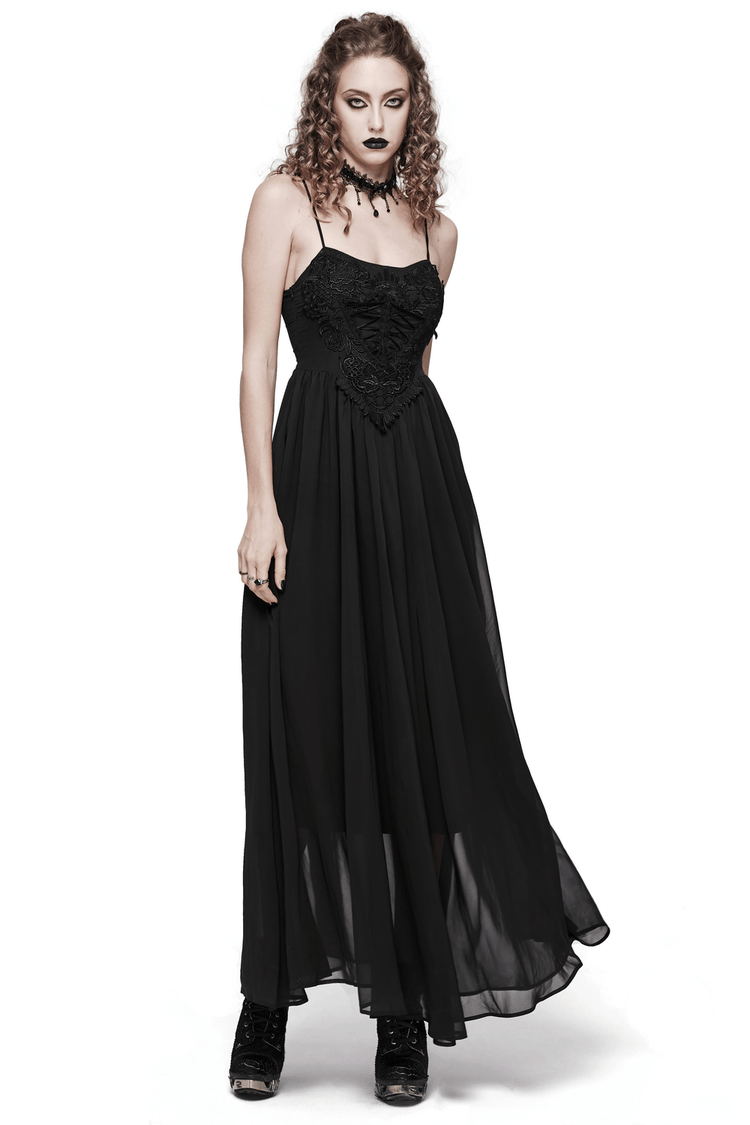 Stunning Women's Black Long Dress with Adjustable Straps - image 1