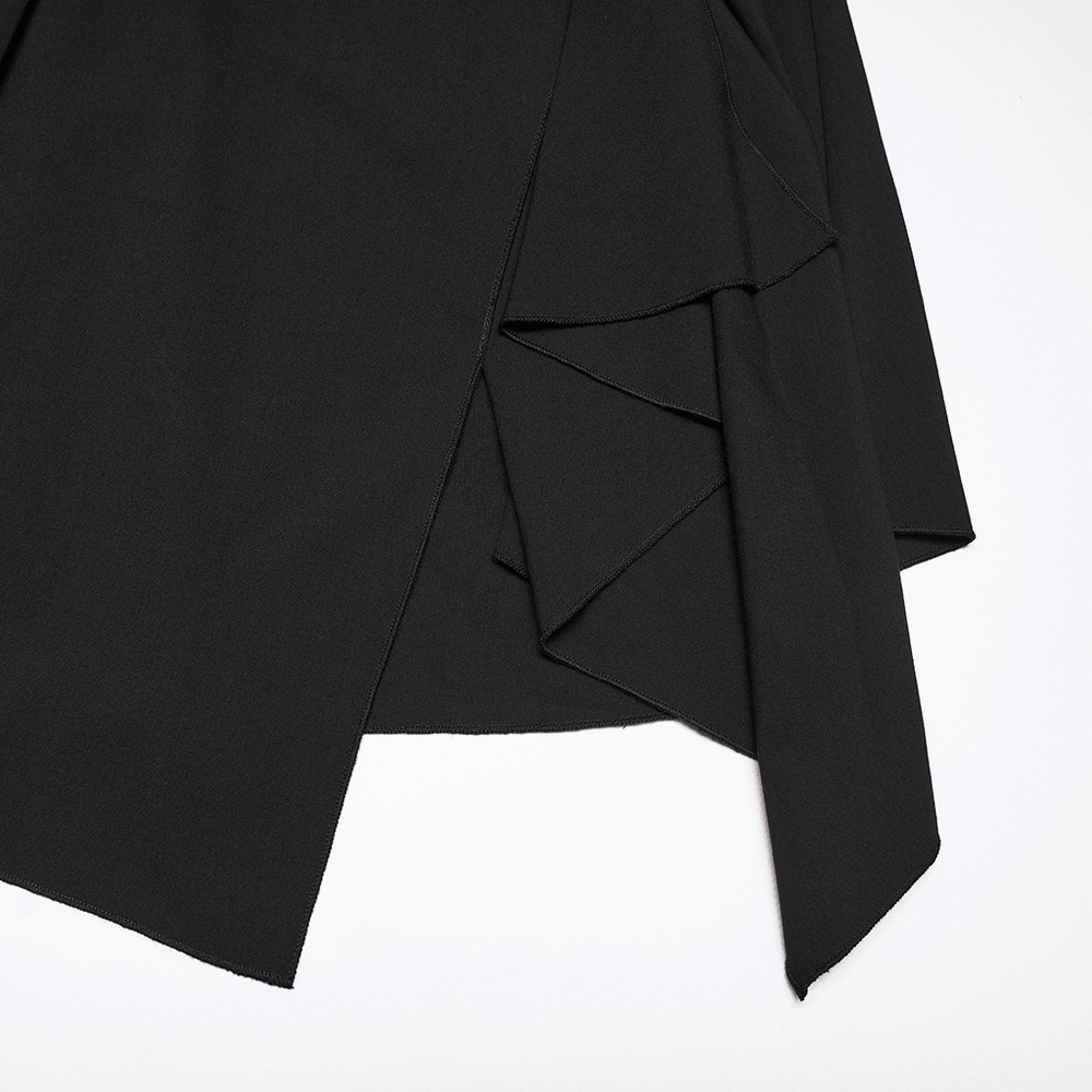 Stylish Black Gothic Asymmetrical Punk Shirt-Dress - image 8