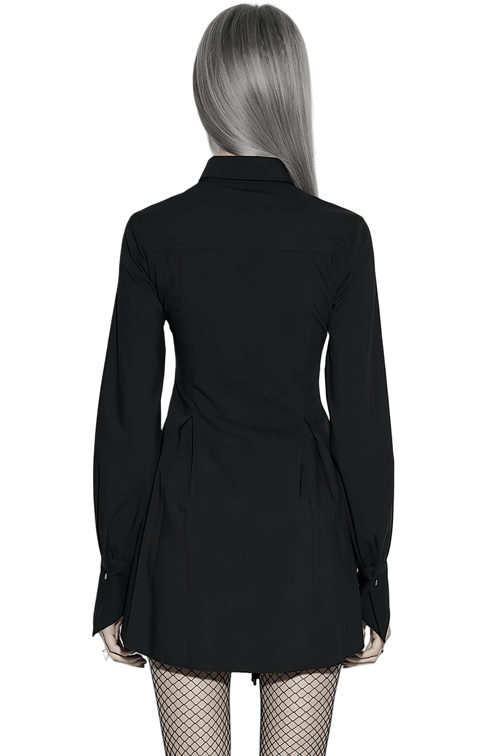 Stylish Black Gothic Asymmetrical Punk Shirt-Dress - image 2