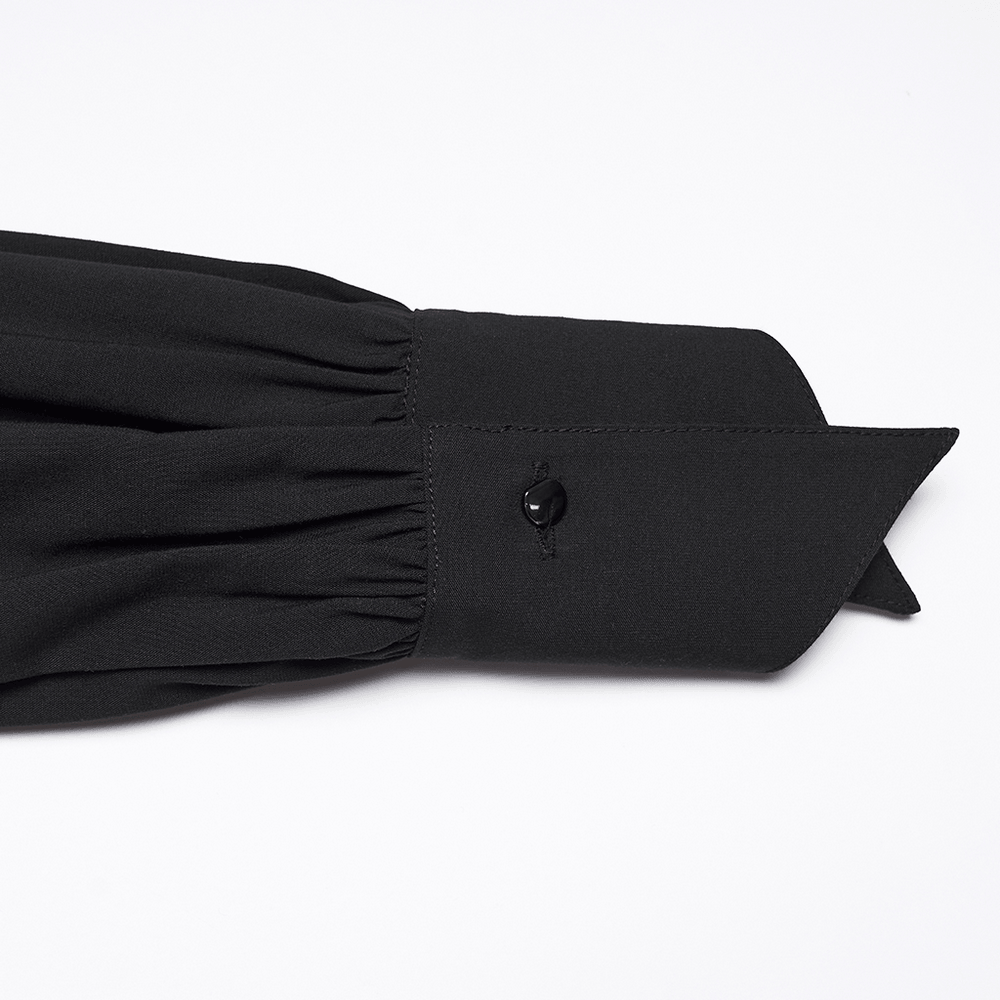 Stylish Black Gothic Asymmetrical Punk Shirt-Dress - image 7