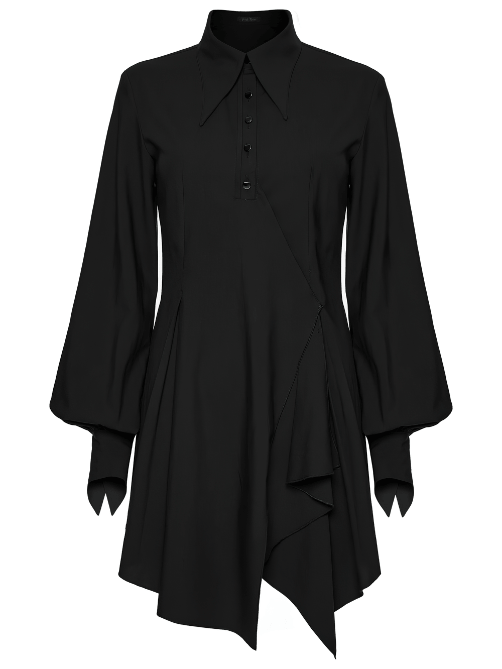 Stylish Black Gothic Asymmetrical Punk Shirt-Dress - image 4