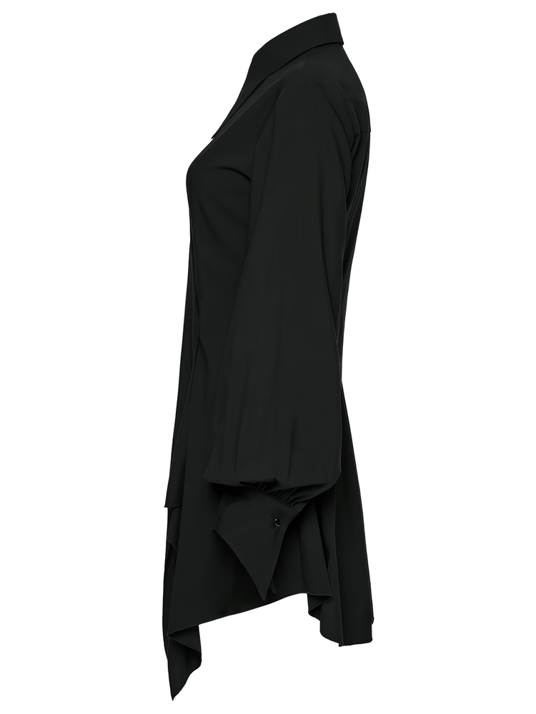Stylish Black Gothic Asymmetrical Punk Shirt-Dress - image 5