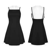Stylish Black Gothic Studded Strappy A-Line Mini Dress - image 3