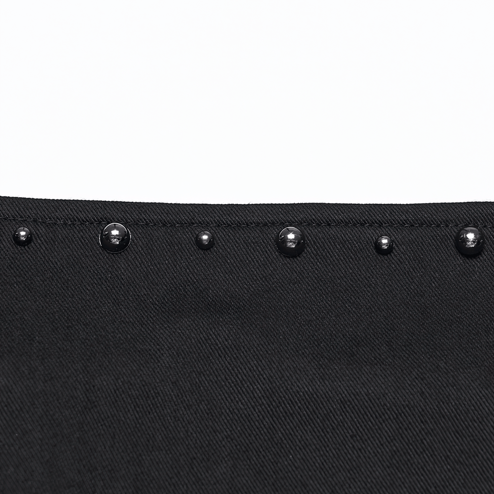 Stylish Black Gothic Studded Strappy A-Line Mini Dress - image 8
