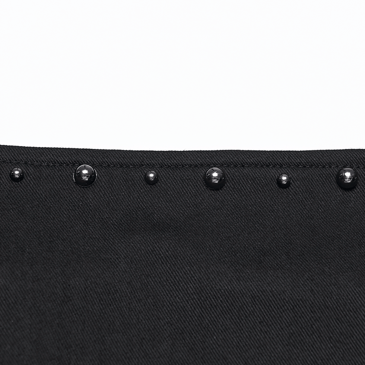 Stylish Black Gothic Studded Strappy A-Line Mini Dress - image 8