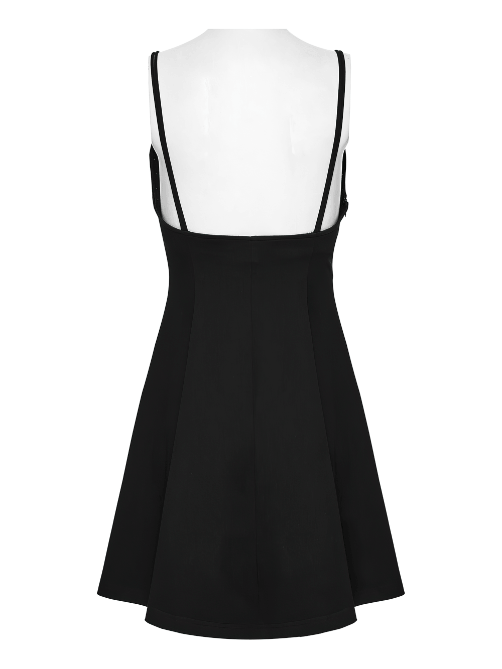 Stylish Black Gothic Studded Strappy A-Line Mini Dress - image 6