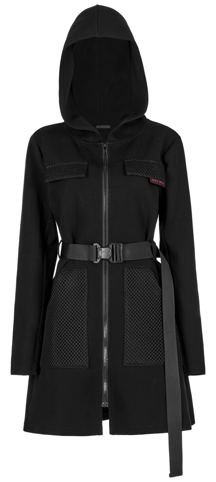 Stylish Black Hooded Zip-Front Tactical Dress - image 4