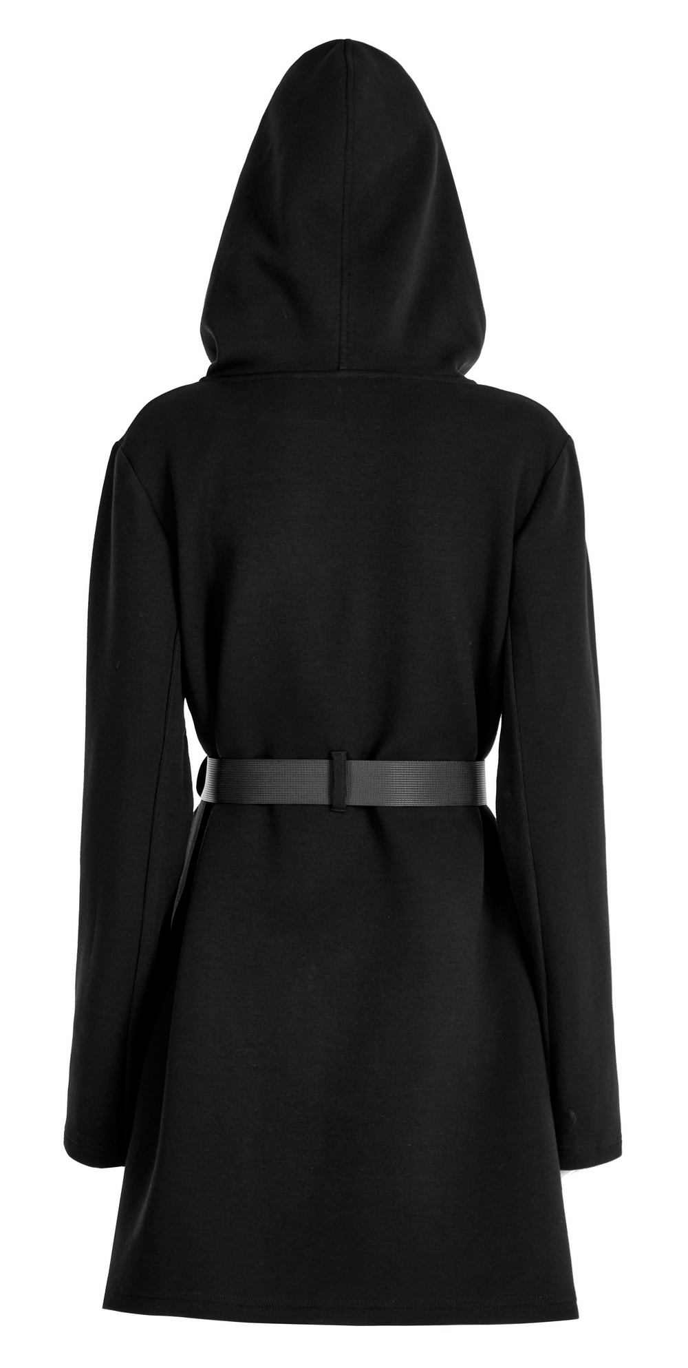 Stylish Black Hooded Zip-Front Tactical Dress - image 6