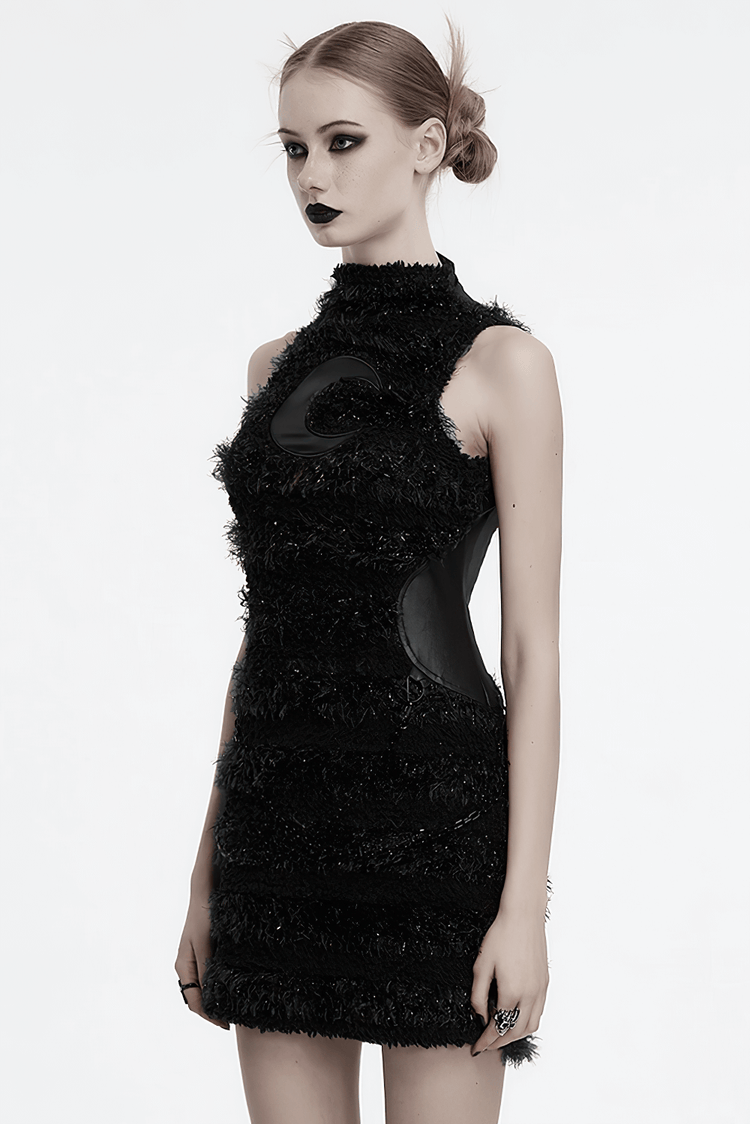 Stylish Gothic Black Mini Dress with Moon Embroidery - image 12