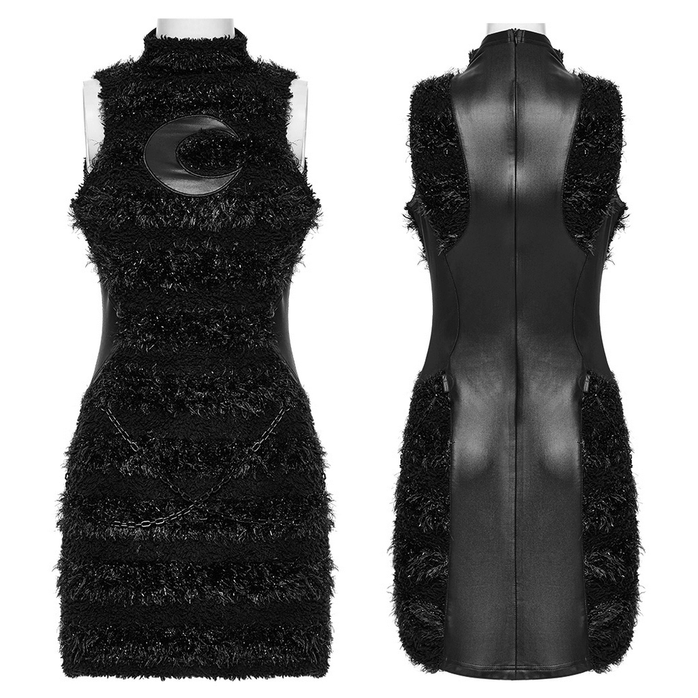 Stylish Gothic Black Mini Dress with Moon Embroidery - image 3