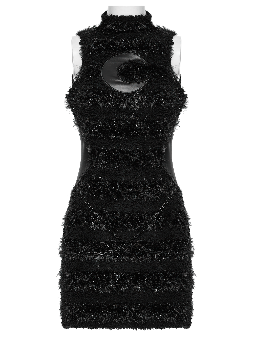Stylish Gothic Black Mini Dress with Moon Embroidery - image 4
