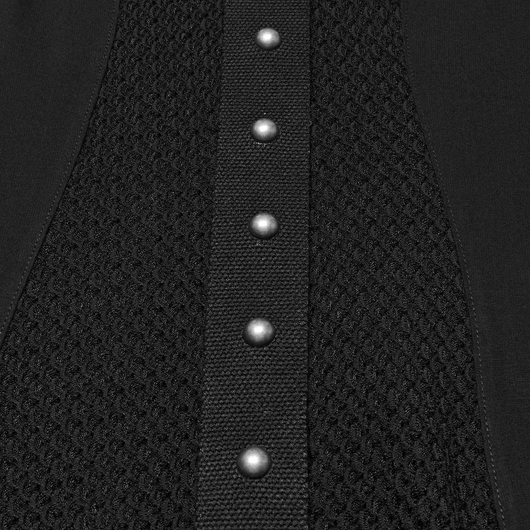 Stylish Gothic Mesh Panel Hooded Dress with Metal Details - image 7