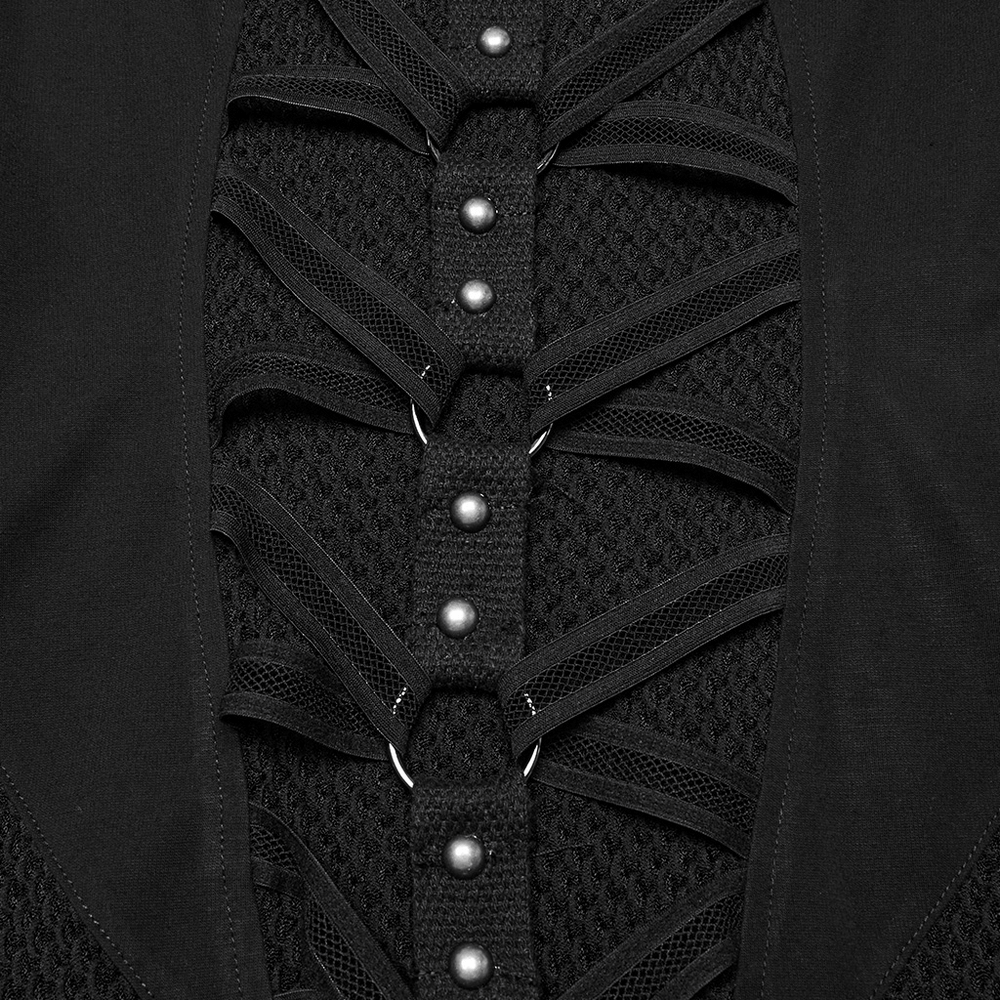 Stylish Gothic Mesh Panel Hooded Dress with Metal Details - image 10
