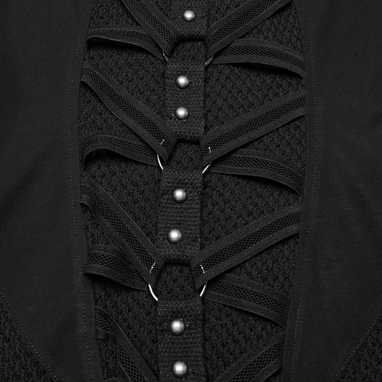 Stylish Gothic Mesh Panel Hooded Dress with Metal Details - image 10