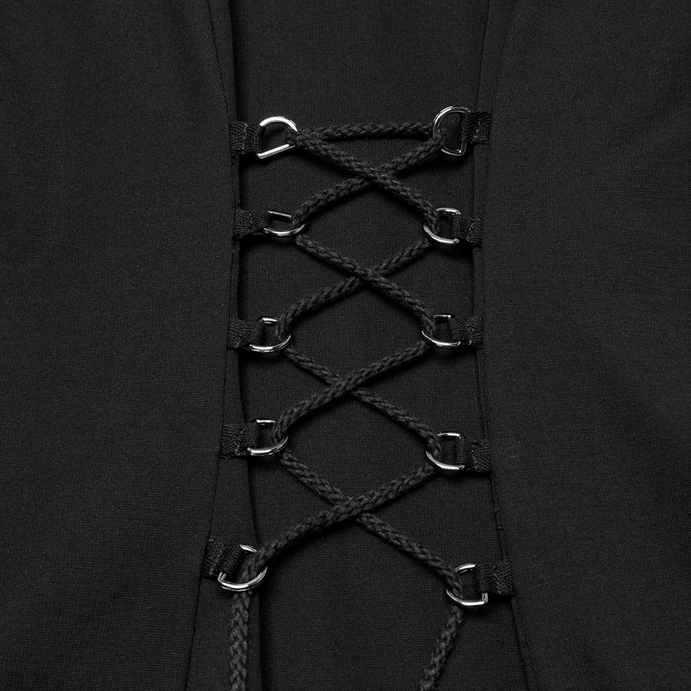 Stylish Gothic Mesh Panel Hooded Dress with Metal Details - image 8