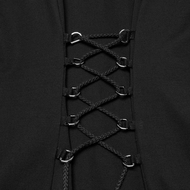 Stylish Gothic Mesh Panel Hooded Dress with Metal Details - image 8