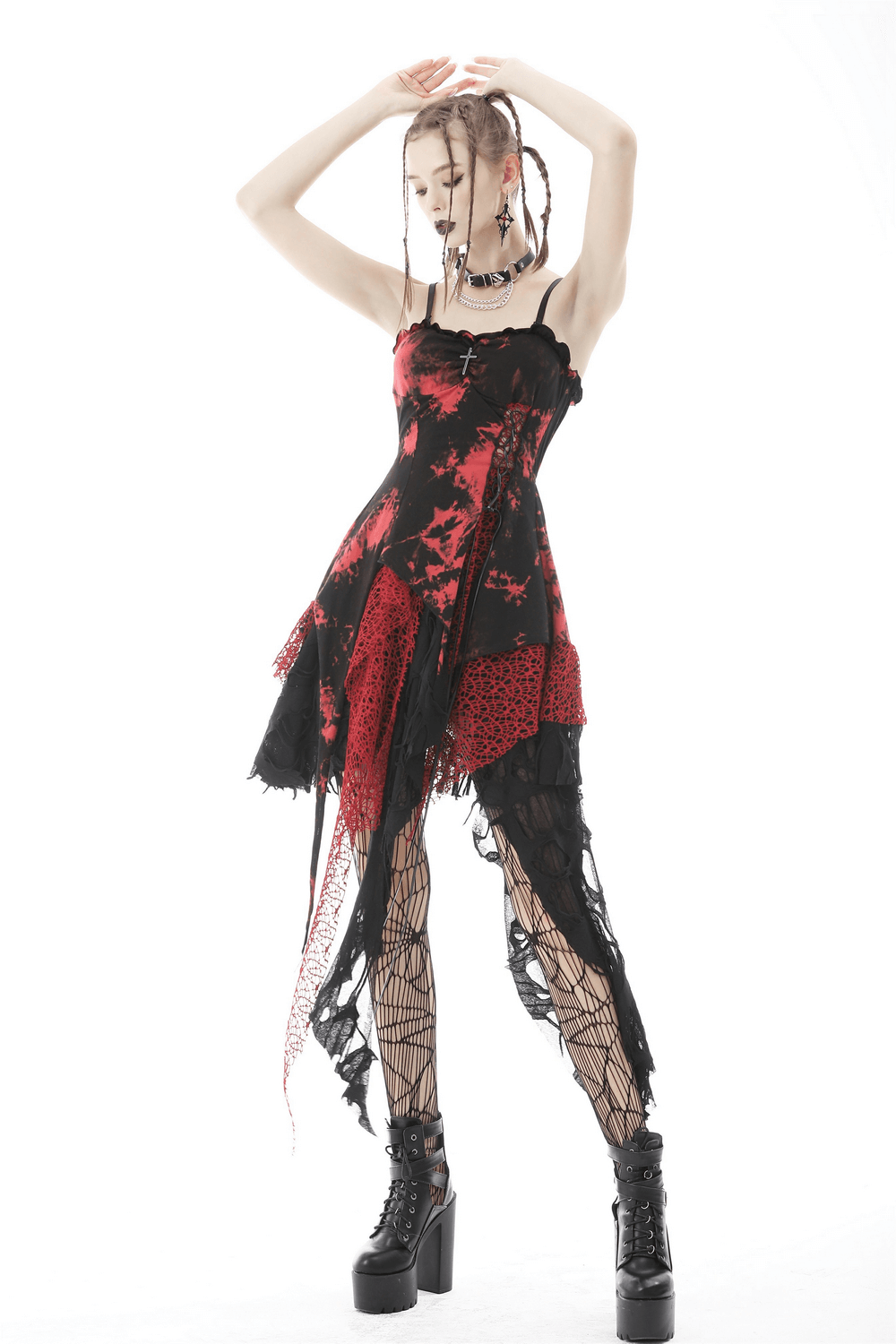 Stylish Punk Rock Dress with Irregular Net and Straps - image 14
