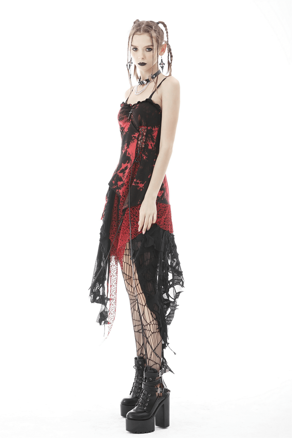 Stylish Punk Rock Dress with Irregular Net and Straps - image 15