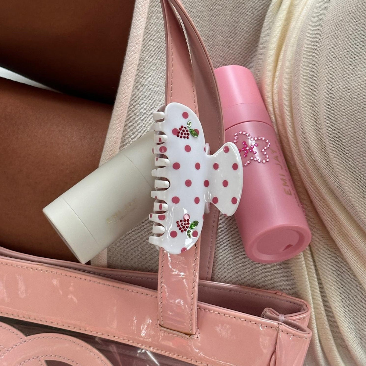 Sweetheart Clip in Coconut Berry Dot image 4