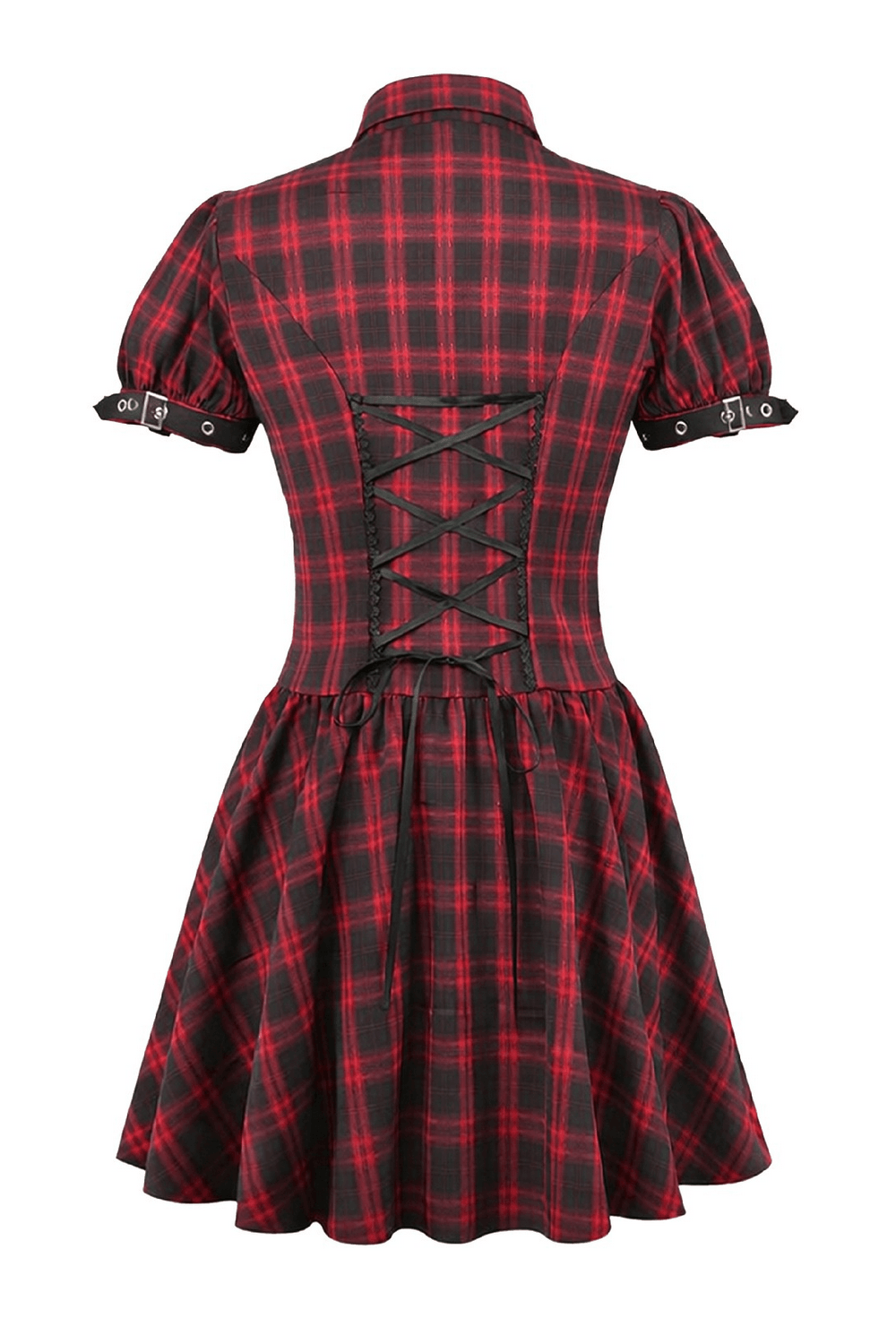 Tartan Gothic Dress with Buckle Sleeve Details - image 5