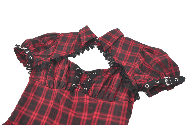 Tartan Gothic Dress with Buckle Sleeve Details - image 6