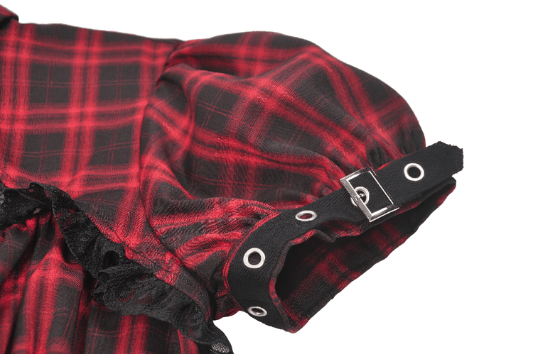Tartan Gothic Dress with Buckle Sleeve Details - image 7