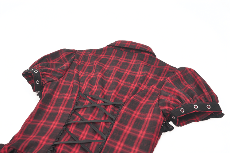 Tartan Gothic Dress with Buckle Sleeve Details - image 10
