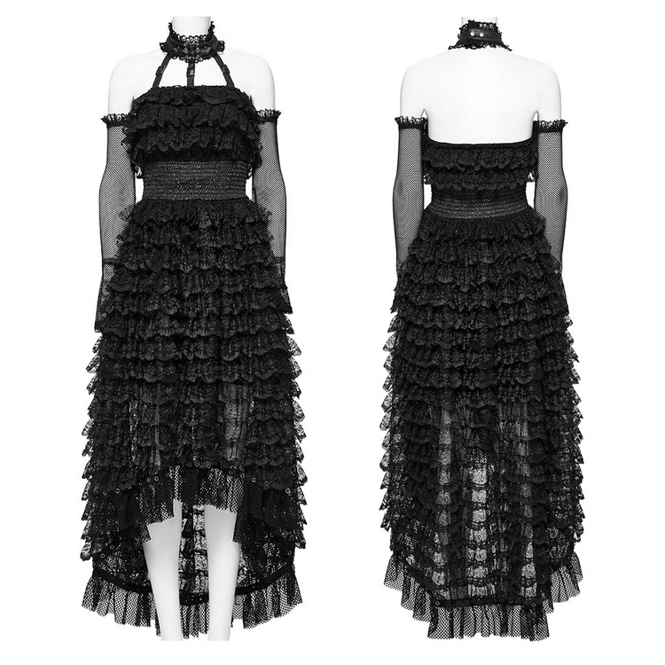 Unforgettable Women's Lace High-Low Hem Black Dress - image 3