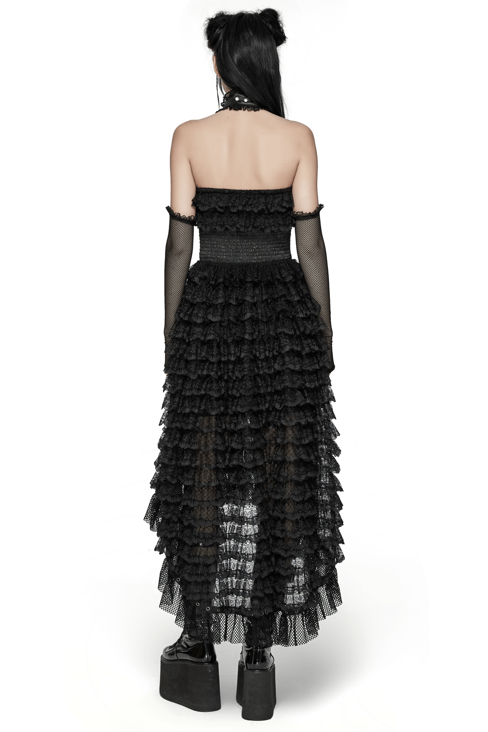 Unforgettable Women's Lace High-Low Hem Black Dress - image 2