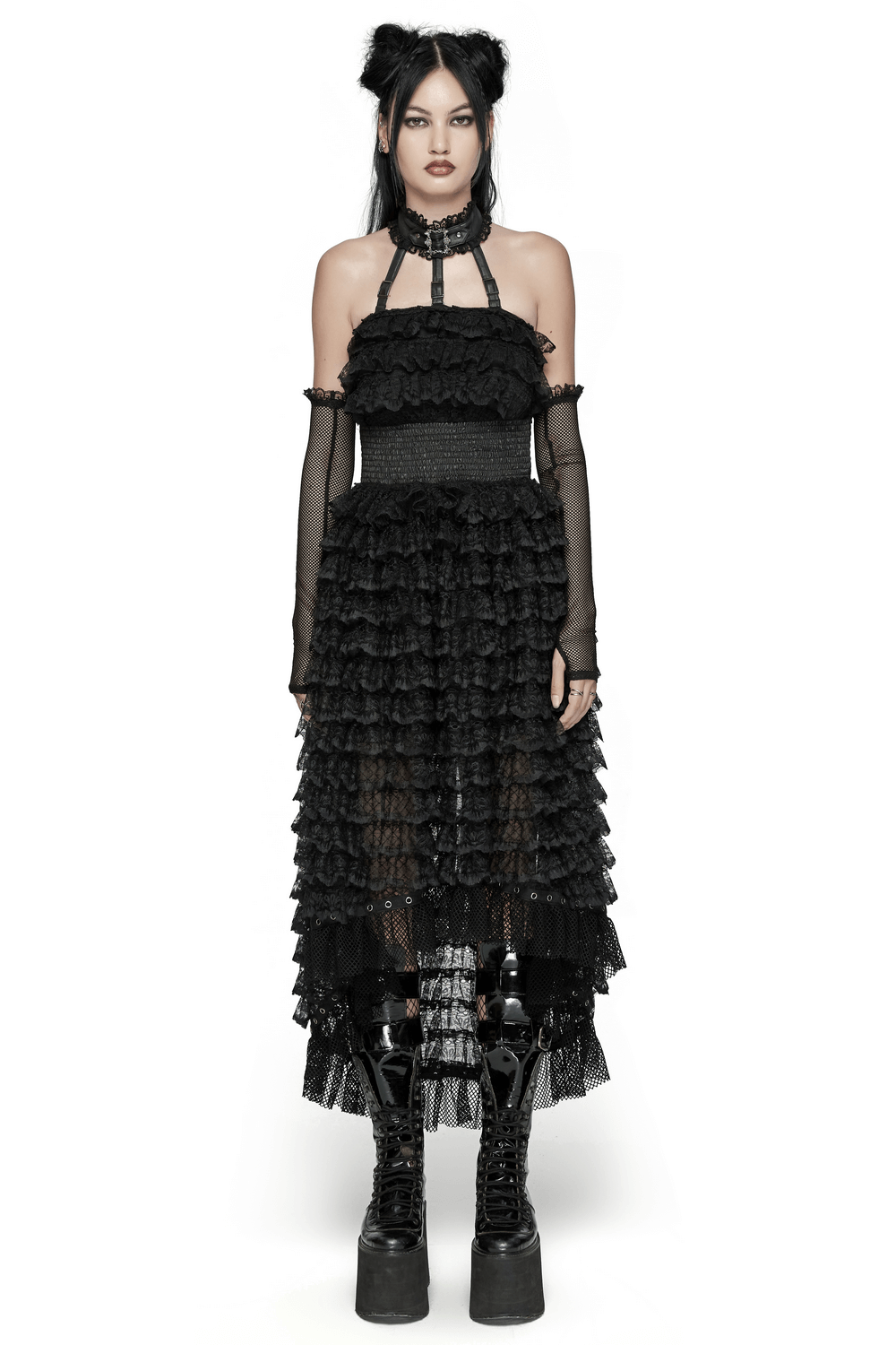 Unforgettable Women's Lace High-Low Hem Black Dress - image 1