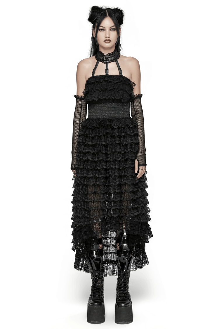 Unforgettable Women's Lace High-Low Hem Black Dress - image 1