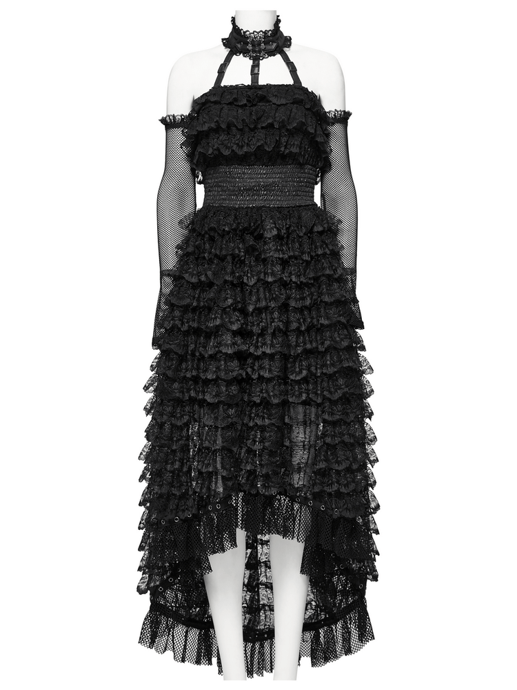 Unforgettable Women's Lace High-Low Hem Black Dress - image 4