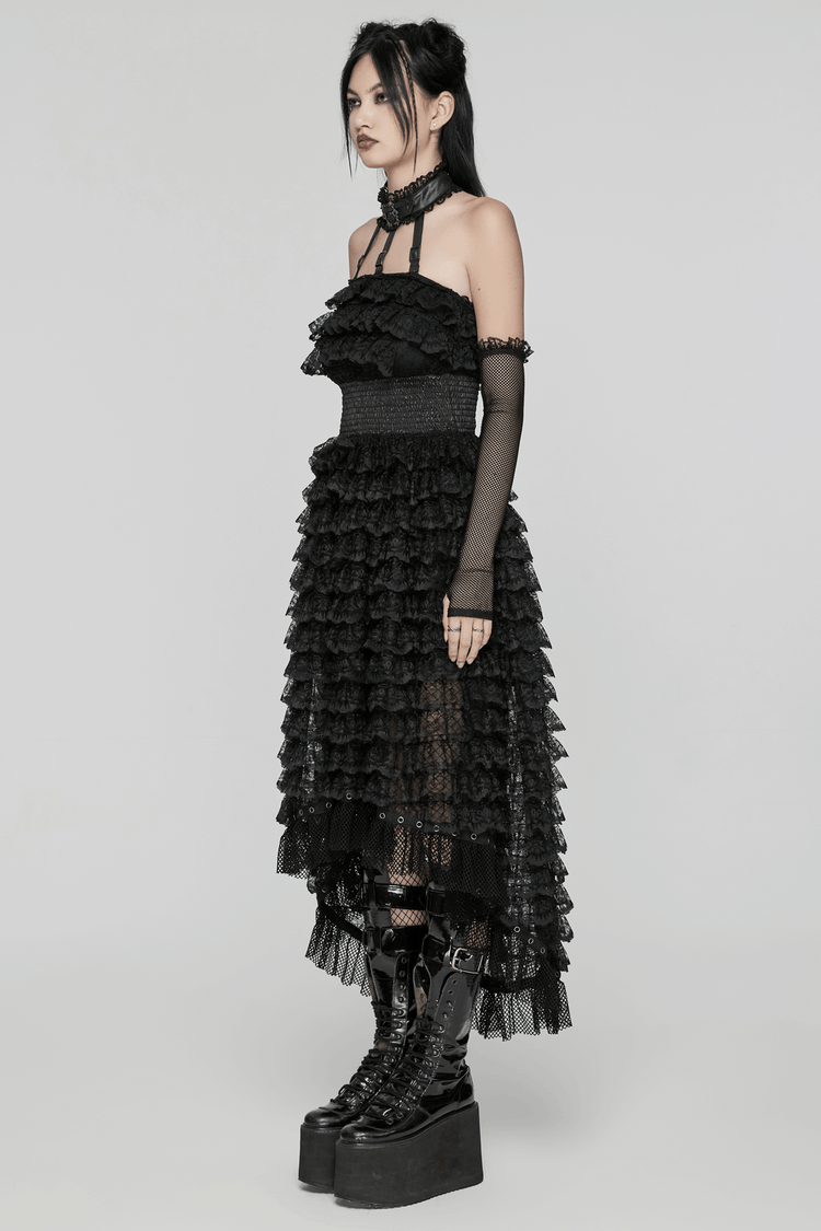 Unforgettable Women's Lace High-Low Hem Black Dress - image 12