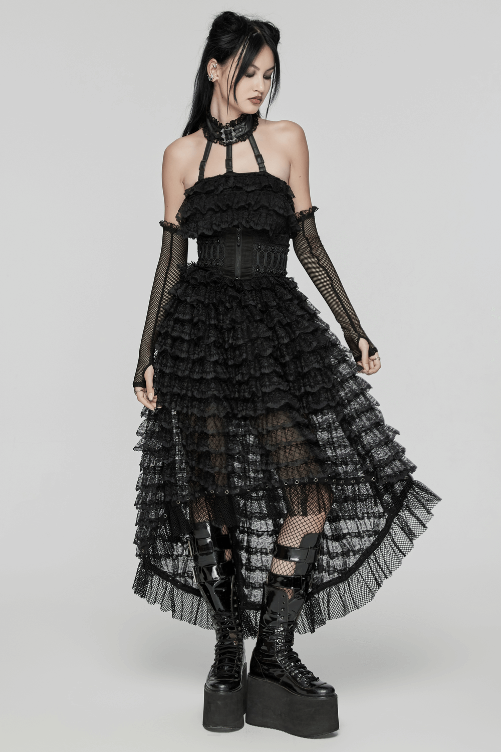Unforgettable Women's Lace High-Low Hem Black Dress - image 13