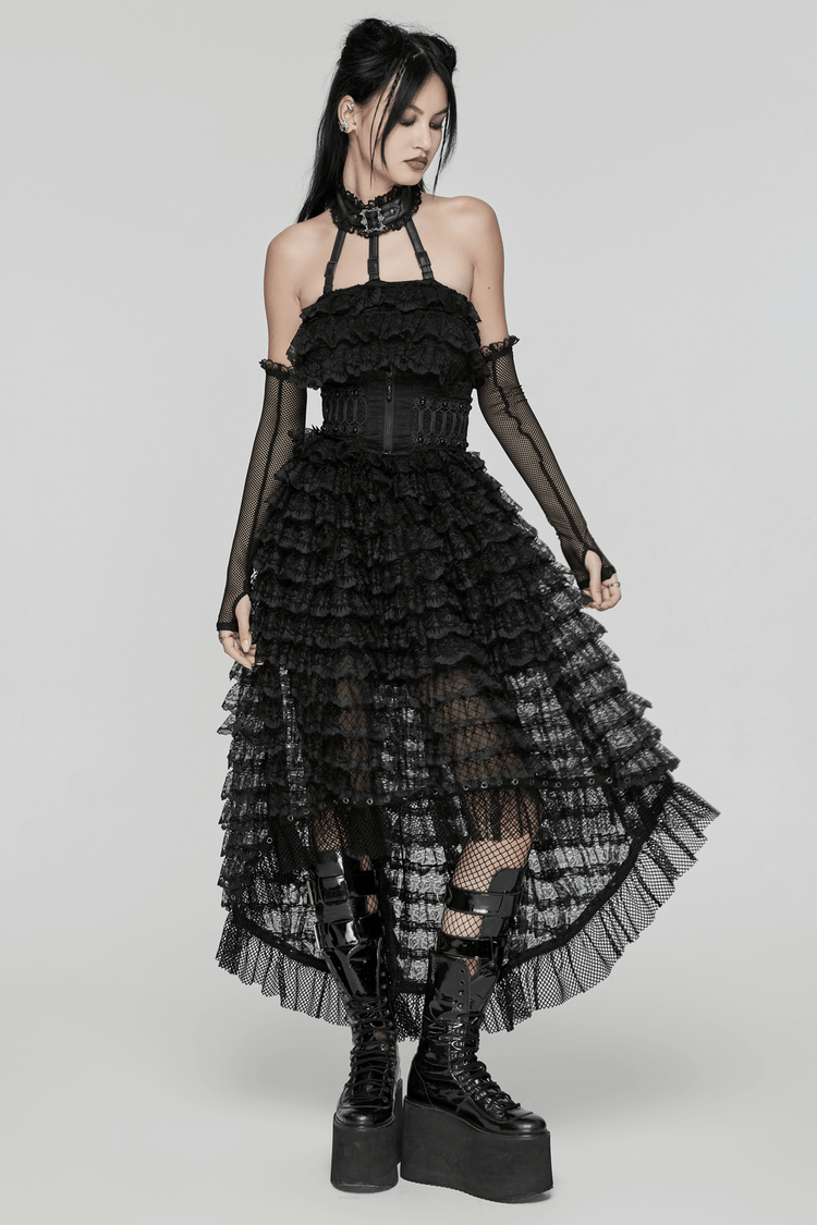 Unforgettable Women's Lace High-Low Hem Black Dress - image 13