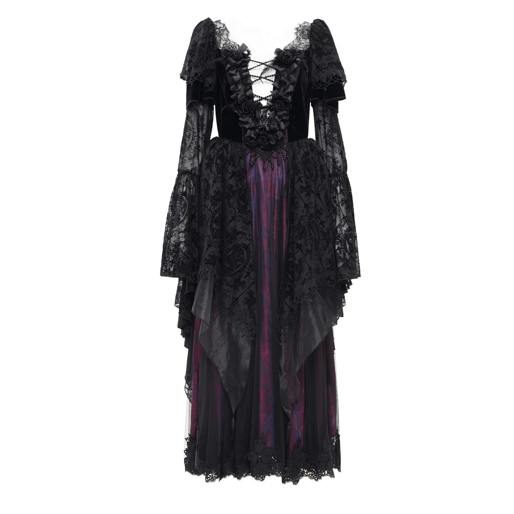 Unique Victorian Lace Dress with Ruffled Sleeves - image 3