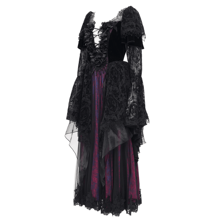 Unique Victorian Lace Dress with Ruffled Sleeves - image 4