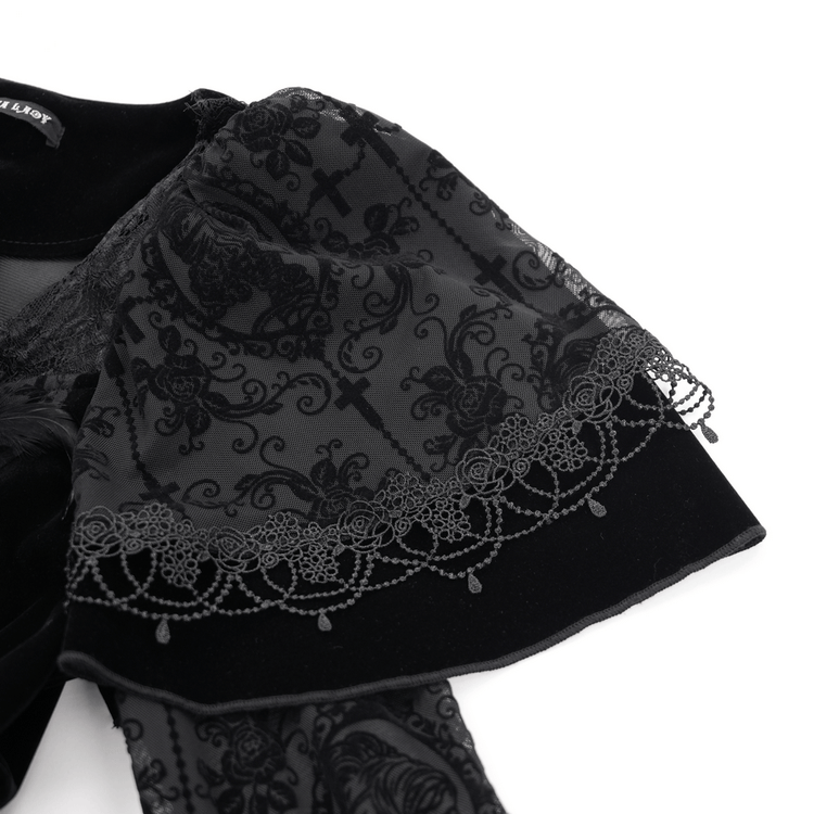 Unique Victorian Lace Dress with Ruffled Sleeves - image 8
