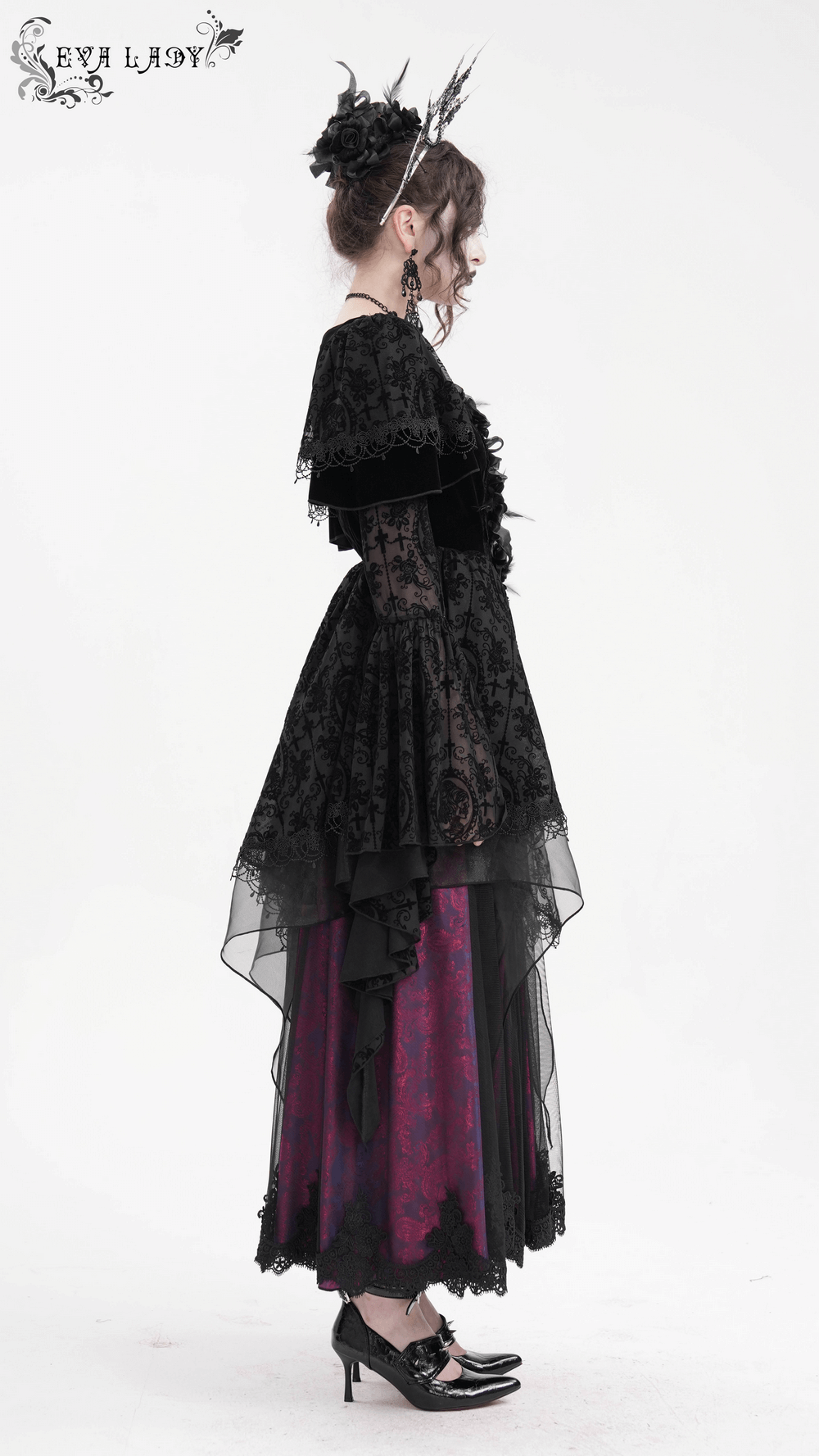 Unique Victorian Lace Dress with Ruffled Sleeves - image 14