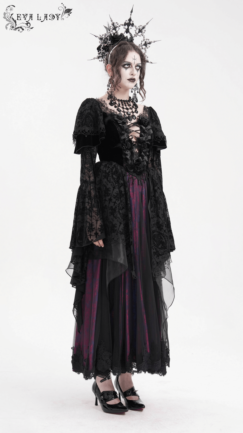Unique Victorian Lace Dress with Ruffled Sleeves - image 13