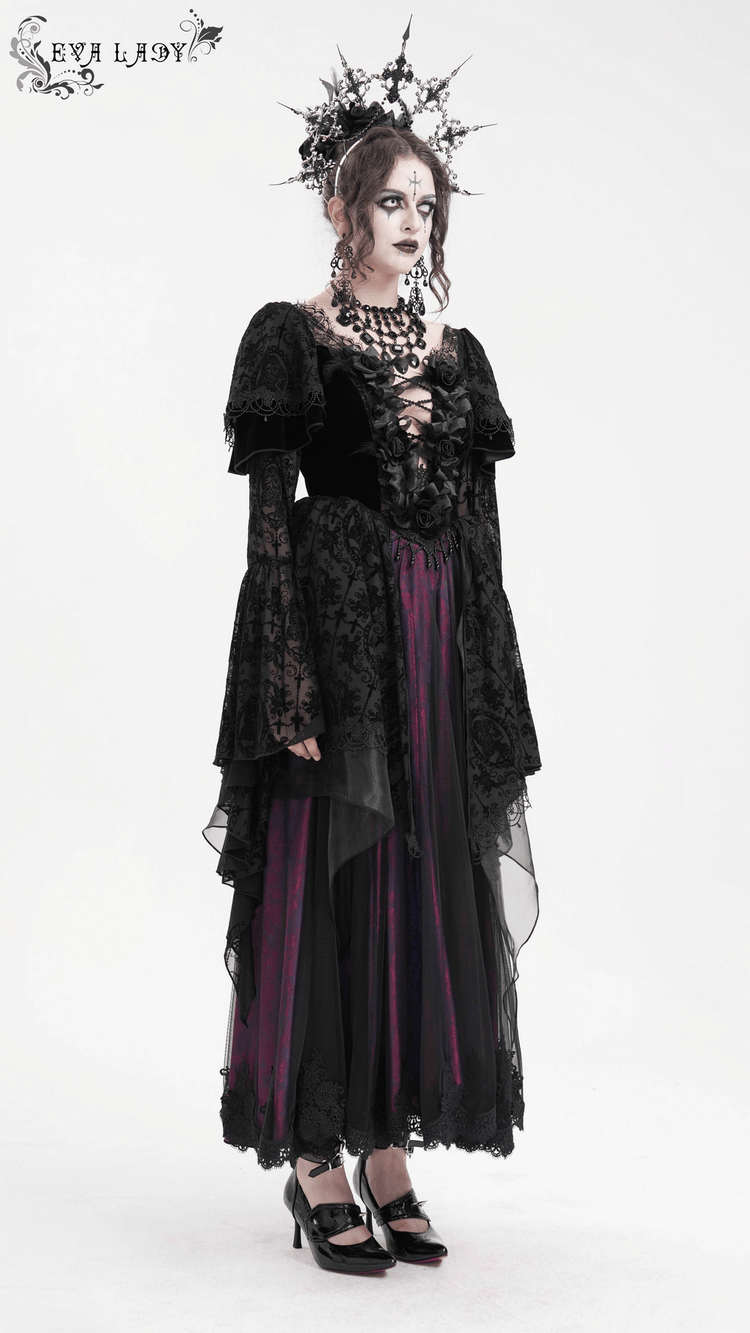 Unique Victorian Lace Dress with Ruffled Sleeves - image 13