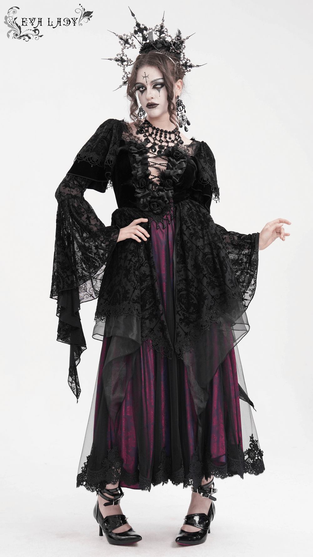 Unique Victorian Lace Dress with Ruffled Sleeves - image 12